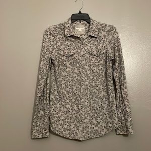 Gray Flower Print Blouse
